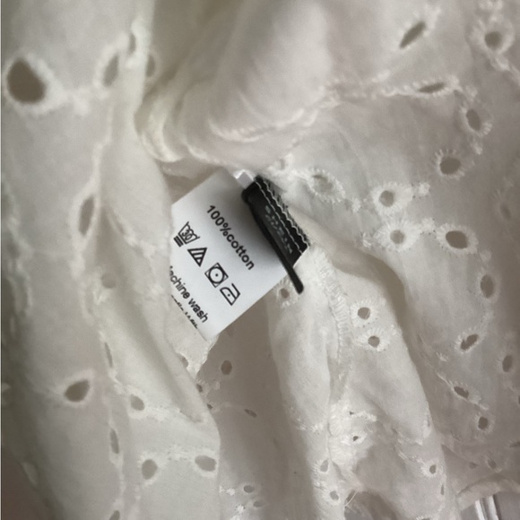 White eyelet cotton peplum long sleeve top - Picture 5 of 8